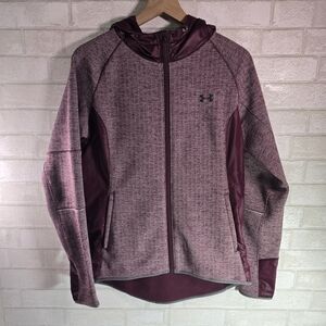 Under Armour Maroon Women's Athletic Running Hooded Jacket Fleece Lined M